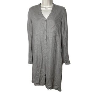 Helmut Lang grey v neck button down dress duster 0
